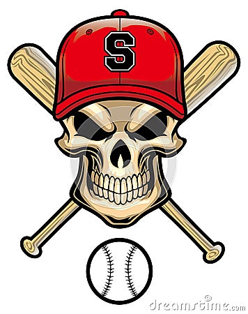 Skull wear a baseball hat Vector Illustration