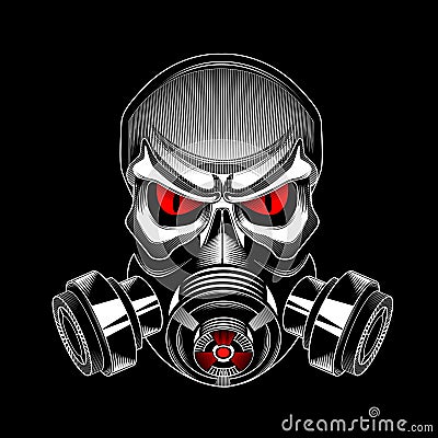 Skull wearing a gas mask Vector Illustration