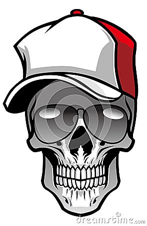 Skull wearing hat and sunglasses Vector Illustration