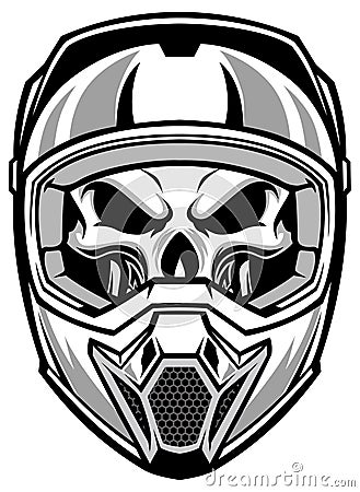 Skull wearing motocross helmet Vector Illustration