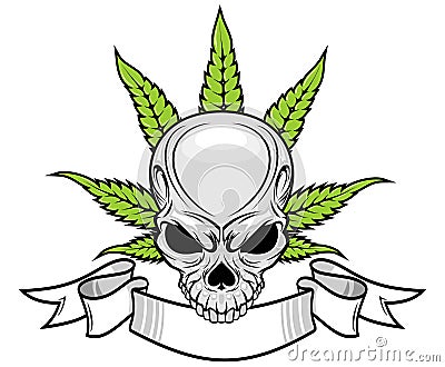 Skull and weed Vector Illustration