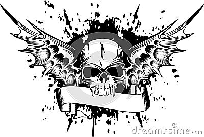 Skull with wings 2 Vector Illustration