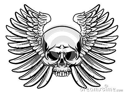 Skull with Wings Vector Illustration