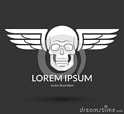 Skull with wings logo, emblem, icon, symbol, sign Cartoon Illustration