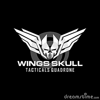 Skull wings logo. wings skull military tactical squadrone logo design template Stock Photo