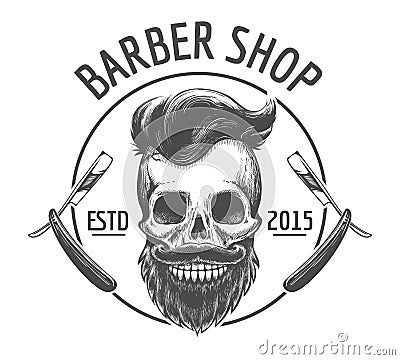 Skulls barber shop logo Vector Illustration