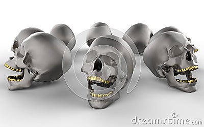 Skulls with golden teeth Cartoon Illustration