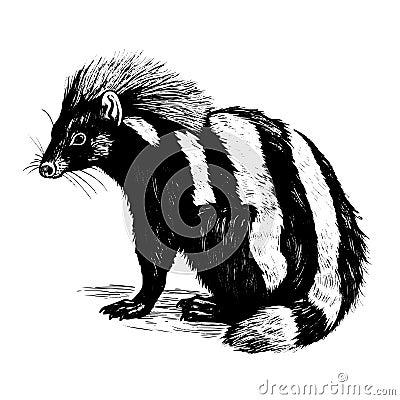 skunk vector drawing. Isolated hand drawn, engraved style illustration Vector Illustration