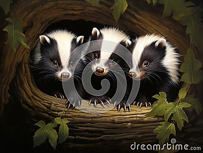 Skunks Cartoon Illustration