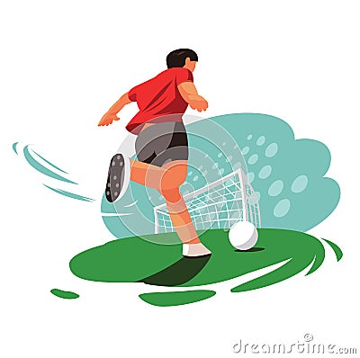 Soccer player collection. Shoots at goal. Vector Illustration