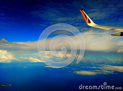 Sea beach coast horizon sky plane Stock Photo