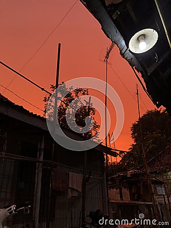 the sky in the afternoon orange Stock Photo