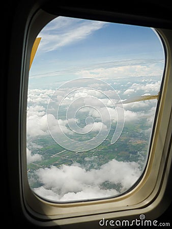 Sky as seen window of an aircraft Stock Photo