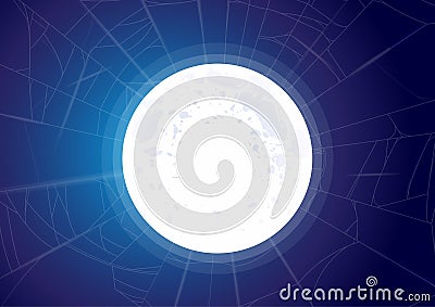 Sky background with full moon, clouds and stars. Moonlight night. Vector illustration. Vector Illustration