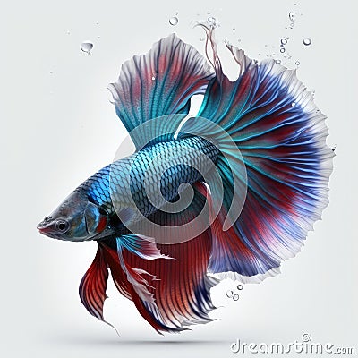 Sky Betta Fish. Popular fish. Isolated on White Background. Stock Photo