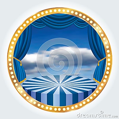 Sky blue circle stage Vector Illustration