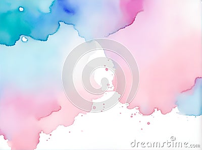 blue and violet rainbow pastel unicorn girly watercolor on paper abstract background Stock Photo
