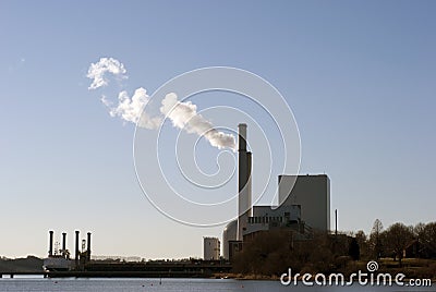 Sky blue power plant Stock Photo