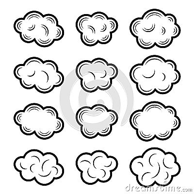 Sky cloud black symbols Vector Illustration