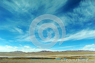 Sky and clouds above the plateau Stock Photo