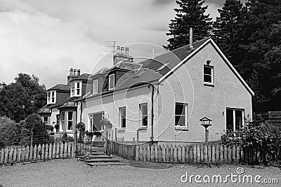 House in the village Braemar in Scotland. Stock Photo