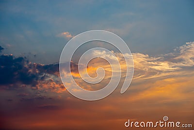 Sky and clouds reflected sunset light Stock Photo