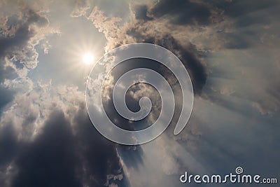 Sky with clouds and shine sun. Stock Photo