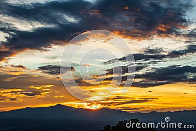 Sky and clouds during twilight in Nan Thailand Stock Photo