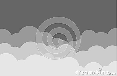 Sky and clouds vector cloudy cartoon isolated on dark background Vector Illustration