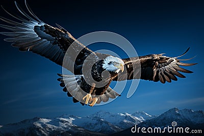 Sky dominion eagle in flight, framed against a brilliant blue Stock Photo
