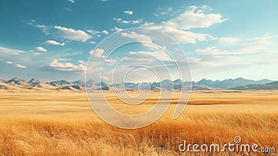 sky eurasian steppe vast Cartoon Illustration