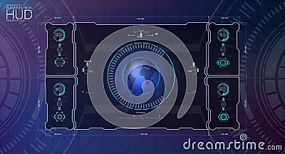 Sky-fi user intarface set. Futuristic touch user interface target. Vector Illustration