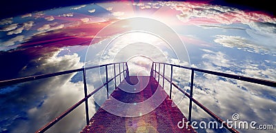 Sky and floor gateway or small bridge background Stock Photo