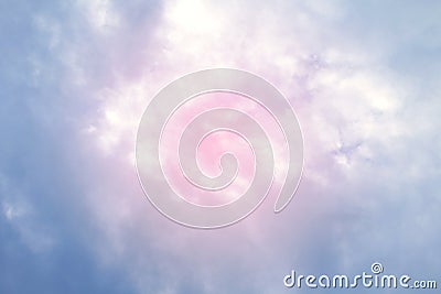 Sky fluffy pink blue soft purple multicolored background beautiful sky with pink clouds, two tone sky background colorful Stock Photo