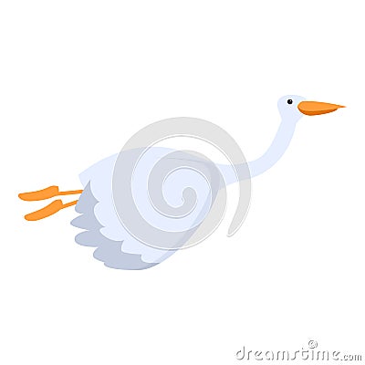 Sky fly stork icon, cartoon style Vector Illustration
