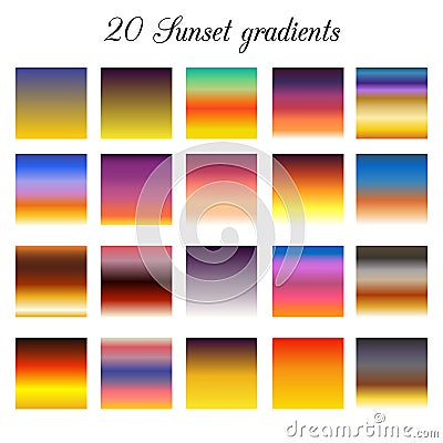 Sky gradient background - sunset color collection swatches Vector Illustration