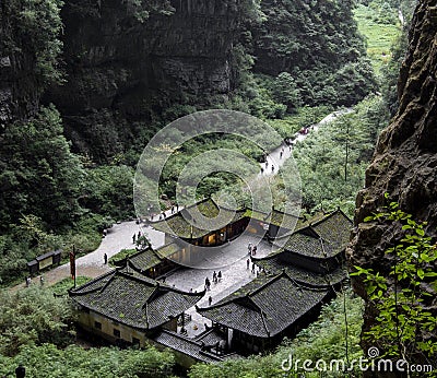 Sky hole ground fissure in Wulong, Chongqing Stock Photo