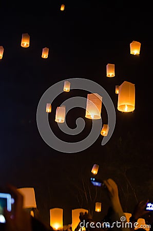 Sky lantern chiangmai thailand Stock Photo