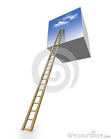 Sky is the limit climbing the ladder Stock Photo