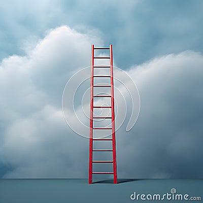 Sky is the limit, red ladder going up, metaphor Stock Photo