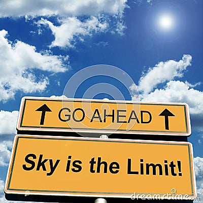 Sky is the limit motivational saying Stock Photo