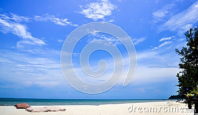 Summer blue sky sea coast sand background beach Stock Photo