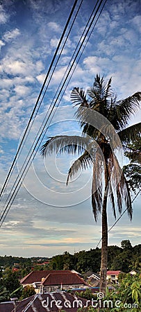 view of clouds and clear sky in the morning. concept of natural freshness Stock Photo