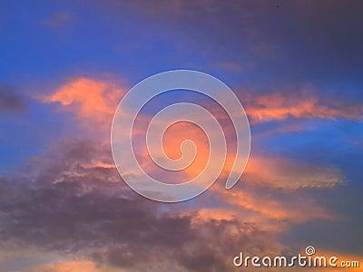 Orange Could blue sky sunset Stock Photo