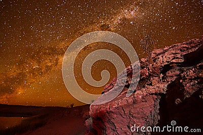 Sky Night with Stars in Atacama desert Stock Photo