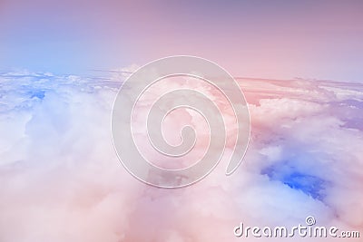 Sky pink and blue colors.sky abstract background. High angle shots taken from the plane. Sweet pastel blu Stock Photo