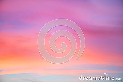 Sky in the pink and blue colors. effect of light pastel colored of sunset clouds cloud on the sunset sky background Stock Photo