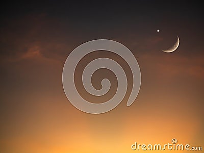 Sky Ramadan Moon Crescent Star Night Dark Black Background Eid Islam Arabian Kareem Mubarak Ramazan Holy Muslim Dua Travel Space Stock Photo