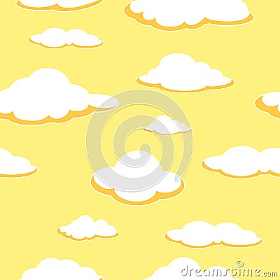 Sky seamless background. Cloud seamless background. Afternoon. Orange clouds. Vector Illustration