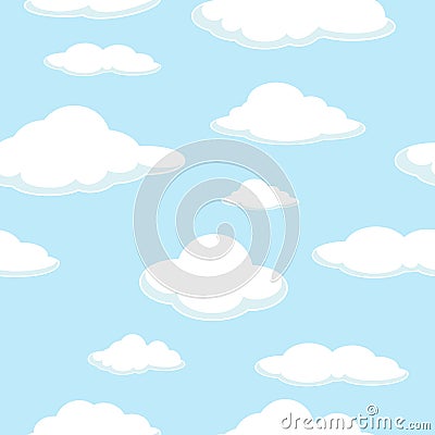 Sky seamless background. Cloud seamless background. Good day. Clear. Blue Clouds. Vector Illustration